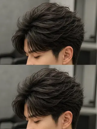 ミディアム パーマ ヘアアレンジ メンズ 🔥ニュアンス フェザー小林海斗🔥のヘアスタイル