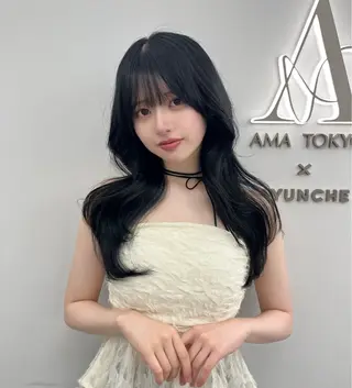 ロング カラー 透明感カラー✨🩵 韓国ヘアkanatoのヘアスタイル