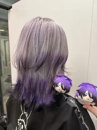 ミディアム カラー インナーカラー 推し ブリーチ 髪質改善のヘアスタイル