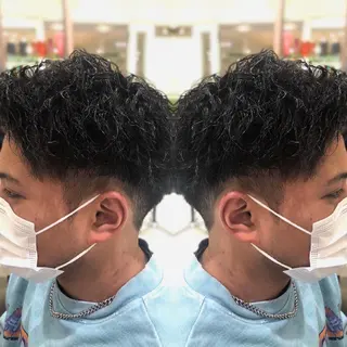 パーマ メンズ 韓国レイヤー×透明感 カラー/山崎一輝のヘアスタイル