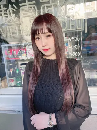 カラー ロング Reflet 新宿/プルエクステのヘアスタイル