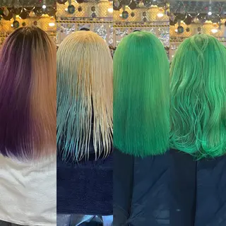 ミディアム カラー ヘアアレンジ 🌈派手髪エクステ ブレイズ🌈ひろとのヘアスタイル