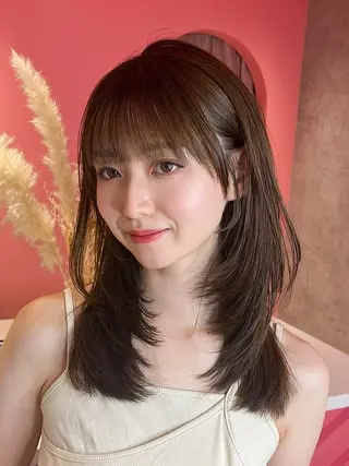 セミロング カラー 山崎/ボブ縮毛矯正 レイヤー髪質改善のヘアスタイル