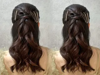 ヘアアレンジ 銀座レイヤーカット ×シースルー前髪のヘアスタイル
