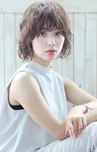 ショート カラー パーマ 韓国レイヤー/艶髪 WATSUKIのヘアスタイル