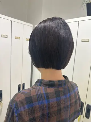 ショート レイヤー 艶々カラーのヘアスタイル