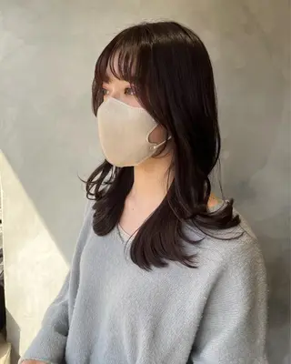 セミロング カラー 奥田 蓮のヘアスタイル