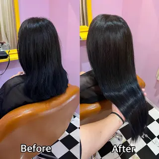 ロング シール＋ちび編み込み エクステ梅田🐨のヘアスタイル