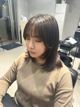 ミディアム 森 沙織のヘアスタイル