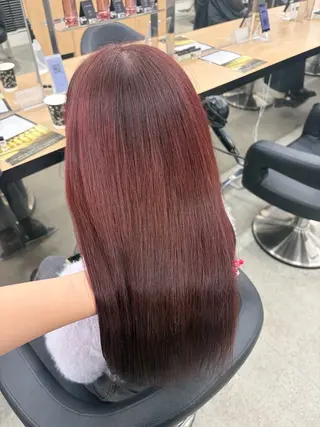 ロング カラー 💗愛され暖色💗 ピンク/レッド💗のヘアスタイル