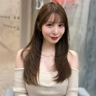 セミロング カラー 新宿/韓国風レイヤー 髪質改善/渋谷直樹のヘアスタイル