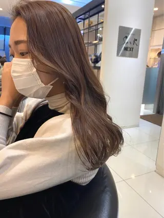 カラー mao♡ベージュ/ 顔周りカットのヘアスタイル