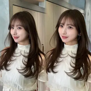 ロング レイヤー/ウルフ/ 縮毛矯正/照井友梨のヘアスタイル