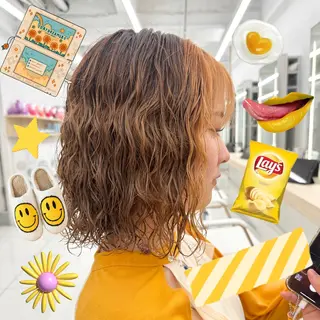 ミディアム パーマ ブリーチパーマ 🎀Rumiのヘアスタイル