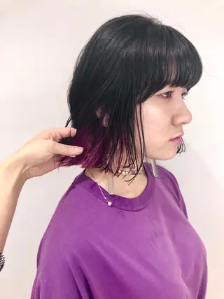 ミディアム カラー ウルフカット ハッシュカット/七海のヘアスタイル