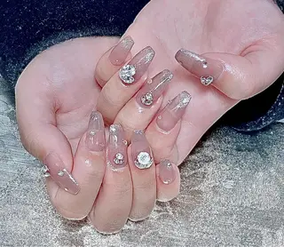 ネイル I-nailロング /ワンホン/キラキラのネイルデザイン