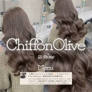 セミロング カラー 地毛風縮毛矯正飛我 赤み無し透明感ヘアのヘアスタイル