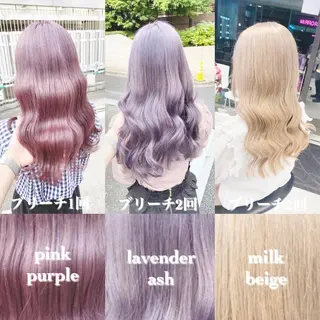 セミロング カラー ヘアアレンジ TAKUMAブリーチ /切りっぱなし🪽のヘアスタイル