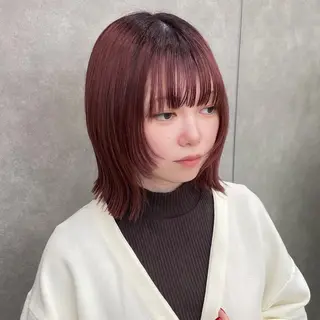 ミディアム カラー 縮毛矯正/ストンボブ Wカラー💎ヒデジのヘアスタイル