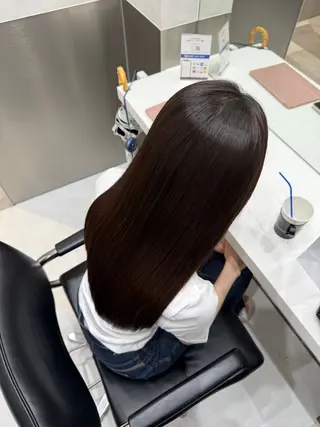 ロング 縮毛矯正クロスパーマ 益子達也のヘアスタイル