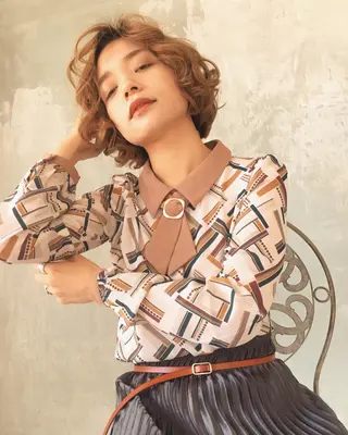 ショート カラー パーマ ヘアアレンジ iizuka akiのヘアスタイル