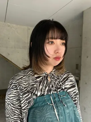 ミディアム ❤️アヤカ Wカラー ボブ レイヤー❤️のヘアスタイル