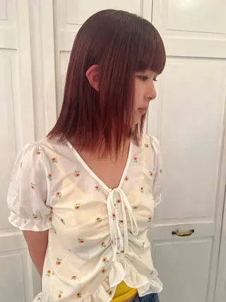 カラー ブリーチカラー🎀 韓国風/寺門美優のヘアスタイル