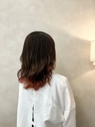 セミロング ボブ/レイヤー/暖色 カラー/モモカ🎀のヘアスタイル