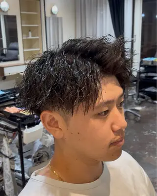 パーマ メンズ 漢眉毛/メンズパーマ /メッシュ/ヒロヤのヘアスタイル