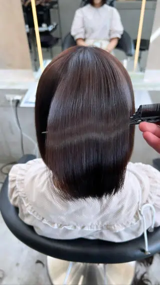 ショート パーマ 縮毛矯正×艶髪カラー 髪質改善/三ツ木のヘアスタイル