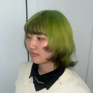 ミディアム カラー 顔周りカット／透明感 カラー／Kurumeのヘアスタイル