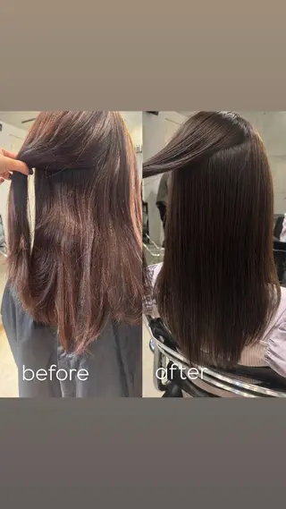 ロング カラー パーマ ヘアアレンジ 透明感/オリーブ/ グレージュ/YUKAのヘアスタイル
