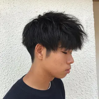 ショート カラー パーマ メンズ ニュアンスパーマ/ レイヤー/茶屋町のヘアスタイル
