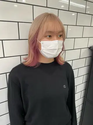 ミディアム カラー asumi/栄/ハイ トーン/ブリーチ/のヘアスタイル