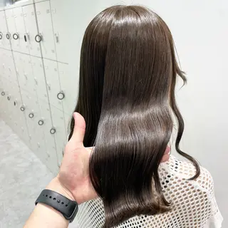 ミディアム カラー ヘアアレンジ 韓国風ベージュ🤎 赤みなし🌿横浜🤎のヘアスタイル