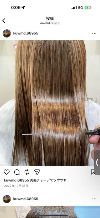 ロング 人気サロン縮毛矯正 ボブカットカラーのヘアスタイル