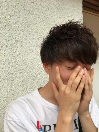 ショート カラー パーマ メンズ ニュアンスパーマ/ レイヤー/茶屋町のヘアスタイル