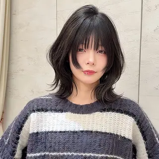 ミディアム ブリーチなし 透明感カラー/艶髪のヘアスタイル