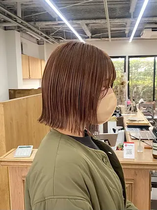 ミディアム カラー ヘアアレンジ ハル🌸柔色/ ブリーチなし/艶髪のヘアスタイル