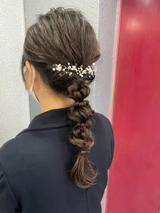 セミロング ヘアアレンジ 鎌倉/アレンジ/暗髪 /髪質改善/ ユキミのヘアスタイル