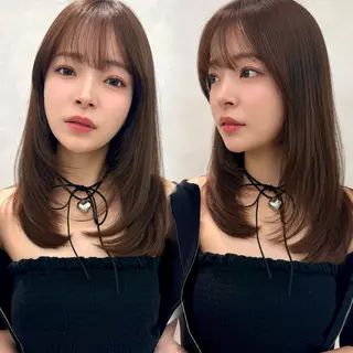 セミロング カラー 韓国ヘア🇰🇷透明 感カラー/yui💞のヘアスタイル