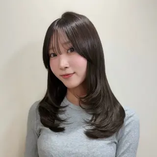 ミディアム カラー HINA🎀韓国ヘア エクステ/小顔カットのヘアスタイル