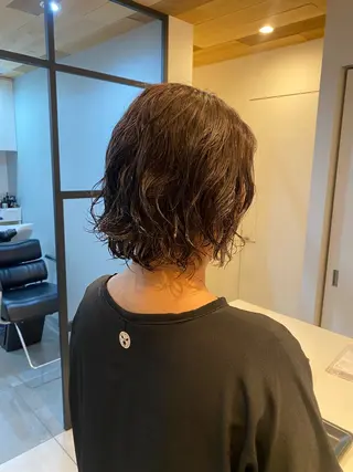 ミディアム パーマ 梅田美容室 SPADICユヅキ♠のヘアスタイル