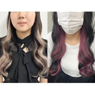 ロング カラー ヘアアレンジ MISAKIエクステ ブリーチ\5900のヘアスタイル