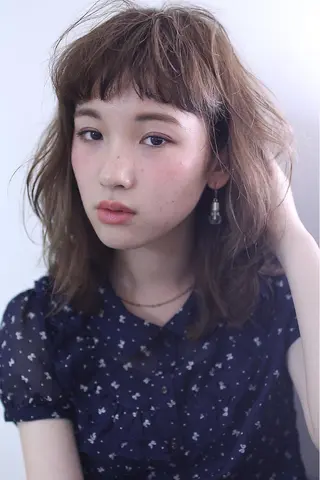 ミディアム セミロング カラー パーマ 坂本 裕介/パーマのヘアスタイル