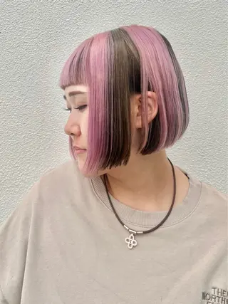 ミディアム カラー 派手髪デザインカラー ヒロカのヘアスタイル