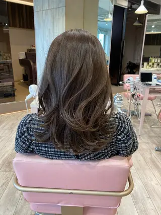 ミディアム カラー 顔まわりカット🌟 くびれヘア/寺門遥輝のヘアスタイル