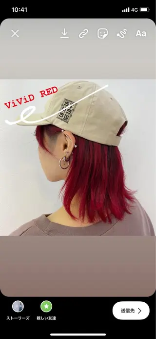 ミディアム カラー 渡邊 唯のヘアスタイル