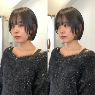 ショート カラー 抜け感ボブ×パーマ |kazaneのヘアスタイル