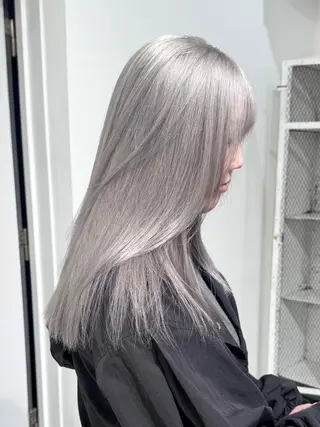 セミロング カラー ヘアアレンジ 艶ハイトーン/ヘア アレンジAYAKAのヘアスタイル